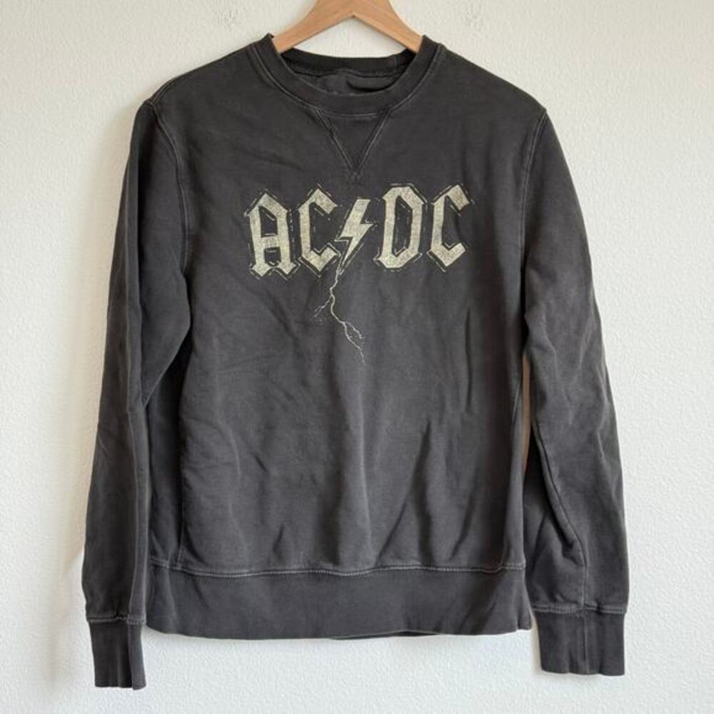 Lucky Brand AC/DC Sweatshirt M Gray Vintage Rock Band Graphic Crewneck Pullover